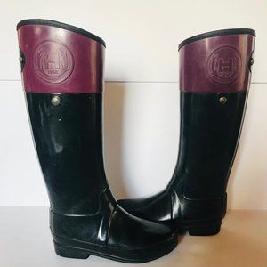 Hunter Sandhurst Carlyle Rubber Tall Boots Black